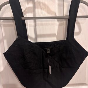 Banana Republic Elegant Black Linen Crop Top